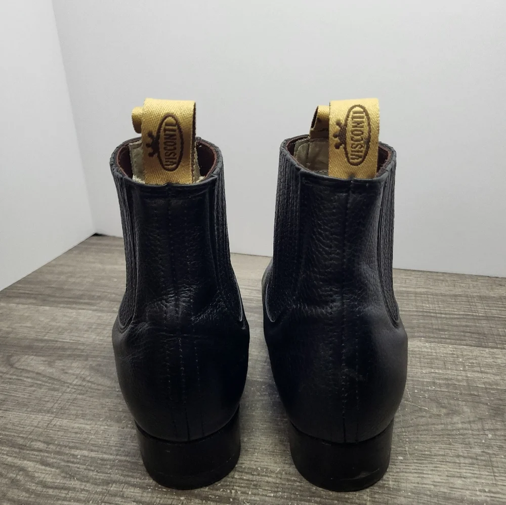 VTG Visconti Ankle Boots Black Leather Chelsea MEX 26.5 US 8